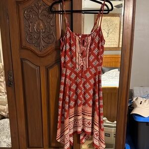 Xhilaration Red Geometric High Low Dress